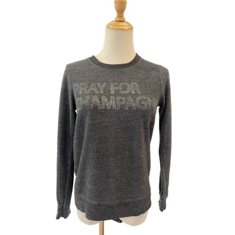 Chaser Grey Pray For Champagne Sweatshirt Fleece Cozy Casual